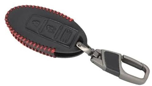 MUEOSI 3 Button Car Key Fob, for NISSAN, for X-TRAIL, Rogue Tiida Pulsar Versa Juke Cube Leaf Keychain Keyring Remote Leather Shell Cover Case Skin Holder car key shell