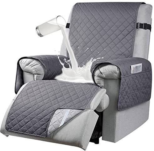 RAPRAP Sesselschoner für Relax neigbar, 100% wasserdicht, Bezug für Relax-Sessel, 1-Sitzer mit 6 Taschen, 25 Zoll, Grau, 1 Sitz