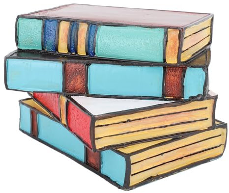 Nachtlicht, Lampe mit gebeizten gestapelten Büchern, Kunstharz, handgefertigt, Vintage, warmes Licht, Leseecke, Beleuchtung, Tischlampe für Nachttisch, Schreibtisch-Dekoration