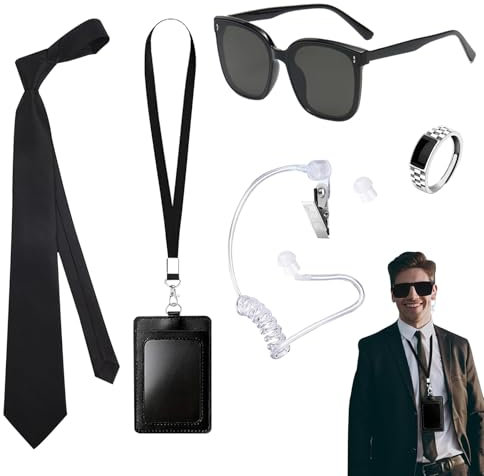 FOSDICK 5 PCS Agent Costume Accessoires, Ensemble de Costumes de Services secrets Accessoires de Costumes pour Cosplay