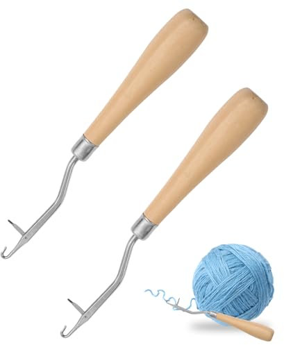 2-Stück Crochet Hook,Anfänger Fangnadel,Häkelset Häkelnadel Set,Erwachsene Knüpfhaken Häkelnadelgriffe,Ergonomische Diy Häkelnadelset,für Stricken Prym Dreadlocks Beginners,Holz Häkelwerkzeuge Zubehör