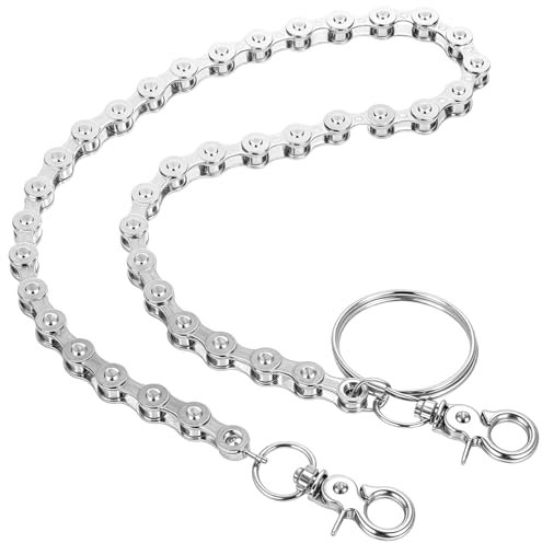 Tyqour Hosenkette Silber 60cm Punk Hose Kette Hip Hop Punk Wallet Chain, Hosenkette Herren Schlüsselanhänger Kette Metall Jeanskette, Gothic Geldbörsenkett für Jeans Brieftaschen DIY Herren