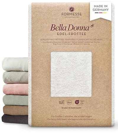 Bella Donna Edel-Frottee Exklusives Spannbettlaken: langlebig, kuschelig | FORMESSE Farbe Nebelgrau; 140x190-160x220cm, bis 25cm; 68% Baumwoll-Kompaktgarn, 30% rec. Polyester, 2% Elastan, Aloe vera