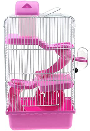 TOYANDONA Cage Hamster Rose pour Petits Animaux Maison Portable avec Roue Exercice Et Abreuvoir Habitat Chinchilla Sécurisé Et Facile à Nettoyer