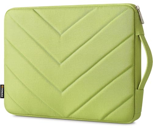 DOMISO 14 Inch Laptop Sleeve Case Quilted Protective Cover Handbag with Handle for MacBook Air 13 & 14 Inch Fits MacBook Pro 13/14, Dell, HP & Surface Pro, Green