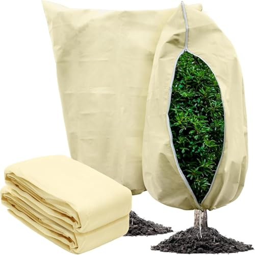 Lansls Housse De Protection pour Plantes 2pcs, Voile Hivernage Plante Exterieur, Protection Hivernale Réutilisable, Voile D'Hivernage pour Plantes, Palmiers, Arbustes Et Arbres en Pot (120 x 180cm)