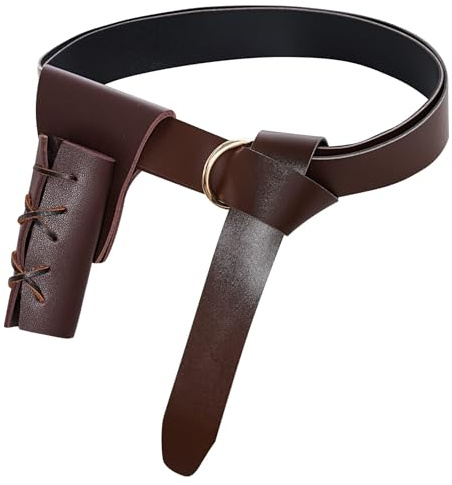IHLOOTD Mittelalter Gürtel Zubehör 2 Stück Mittelalterlicher Ledergürtel Renaissance Gürtel Schwert Holster Gurtel für Cosplay, Karneval, Piraten Kostüm Zubehör, Wikinger Kostüm Accessoires