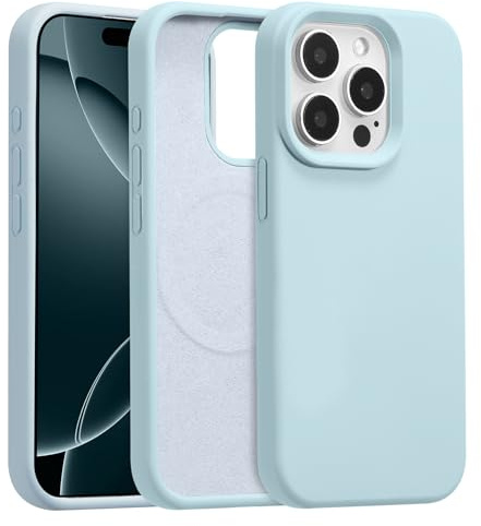 UCASONG Magnetic Liquid Silicone Case for iPhone 13 Pro, Sky Blue | 6.1Inch, Compatible with MagSafe, Cute Plain Solid Color Slim Case, Soft Smooth Matte Shockproof Protective Cover