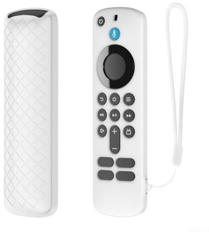 Silikon-Schutzhülle für Fire TV 4K HD Sprachfernbedienung, flaches Design, volle Funktionalität und verbesserte Griffigkeit, Weiß