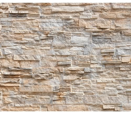 decomonkey Fototapete selbstklebend Steinwand Stein 343x256 cm XXL Selbstklebende Tapeten Wand Fototapeten Tapete Wandtapete klebend Klebefolie Ziegel Ziegelstein