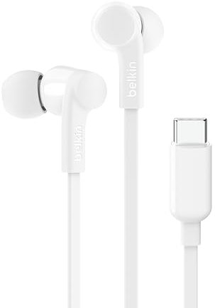 Belkin SoundForm kabelgebundener In-Ear-Kopfhörer mit USB‑C-Stecker, Headset mit Mikrofon; Kopfhörer mit kabel für iPhone 15, iPad, Samsung Galaxy, Android- & Geräte mit USB-C-Anschluss - Weiß