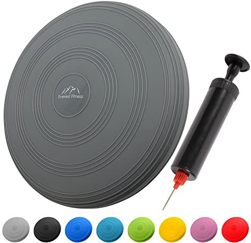 EVEREST FITNESS Balance Kissen - Luftkissen mit 33 cm Durchmesser - Ballsitzkissen zur Stärkung der Balance - Orthopädisches Sitzkissen zur Linderung von Rückenschmerzen, Balance Pad – grau