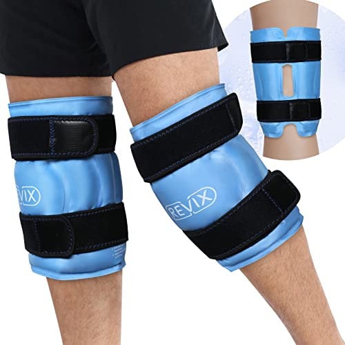 REVIX XL Wiederverwendbare Knie Kühlpads mit Klettverschluss, Gel Kühlpack Groß zu Knieschmerzen Lindern, Schwellungen und Ersatzoperationen, 2 Stück