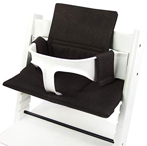 BAMBINIWELT Ersatzbezug Bezug Sitzkissen Kissen-Set Sitzverkleinerer kompatibel mit STOKKE Tripp Trapp für Hochstuhl-Kinderstuhl ORG. MELIERT (meliert dunkelbraun ORG.)