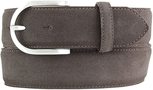 BELTINGER Damen-Gürtel aus Veloursleder 4 cm | Velour-Gürtel für Damen 40mm | Wildleder-Gürtel 4cm mit runder Gürtelschnalle | Dunkelbraun 90cm