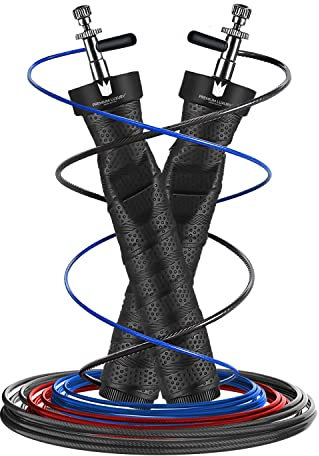 Premium Luxury® Springseil mit Anti Rutsch Griffen | Speed Rope mit Kugellager | Sprungseil Erwachsene Längen Verstellbar |Zubehör für Crossfit, Boxen, HIIT