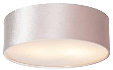 Qazqa - Modern Deckenleuchte I Deckenlampe I Lampe I Leuchte rosa 30 cm mit Gold I Messingener Innenseite - Drum mit SchirmI 2-flammig I Wohnzimmer I Schlafzimmer - Textil Zylinder - LED geeignet E27
