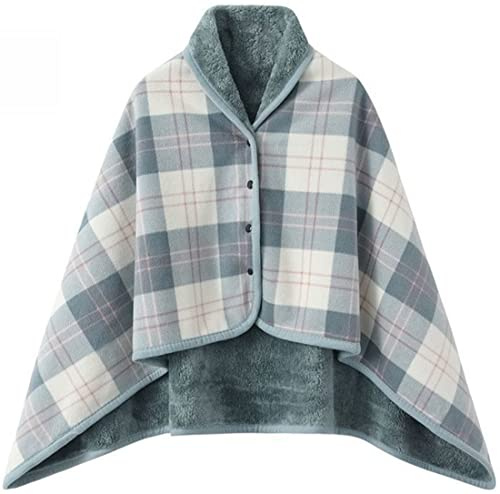 WINKEEY Women Multiway Plaid Poncho Shawl Wrap Fleeced Wearable Blanket Ultra Soft Sherpa Flannel Cape