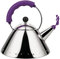 Alessi 9093/VA Design Kettle with Handle and Bird Whistle, 18/10 Polished Stainless Steel and PA, VIOLA, 1 liter