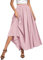 OPOIPIN Damen Casual Plissee Hohe Taille Solide Flowy A Linie Lange Maxi Rock, rosa - dusty pink, Mittel