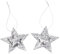 Oblique Unique® 2er Set Anhänger Weihnachten Winter Glitzer Aufhänger Deko für Advent Weihnachtsdeko Baumschmuck Fensteranhänger (Sterne - Silber)