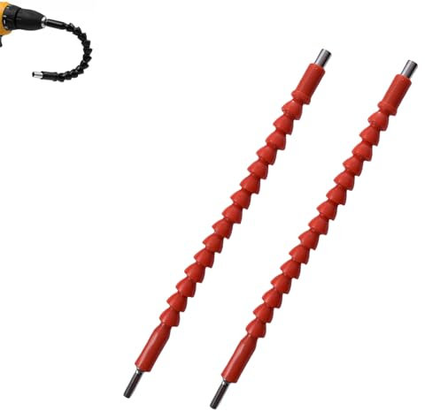 Superbit,Flexible Drill Bit Extension from any Angle,Super Bit Screwdriver Flexible Bends and Twists 360 degrees,Bendable Superbit Tool Shaft (2pcs,Red)