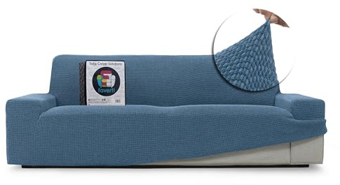 FAVERTI® Sofabezug, sehr elastisch, 3-Sitzer, von 180 bis 230 cm, Modell Novelle, Hellblau, Universalbezug, ideal für Jede Form von Sofas, hochwertiger Jacquard-Stoff, Baumwollgefühl
