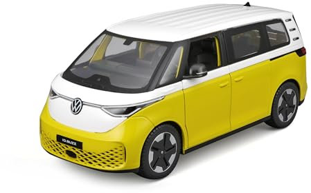 Maisto VW ID.Buzz (2023): Modellauto im Maßstab 1:25, Kofferraum und Türen beweglich, weiß-gelb (532914Y)