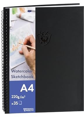Bindomatic Aquarell Zeichenblock A4 – Skizzenbuch mit Spiralbindung, 220g/m² Aquarellpapier, 30 Blatt – Premium Watercolor Sketchbook für Nass- & Mixed-Media-Techniken – Hergestellt in Portugal, EU