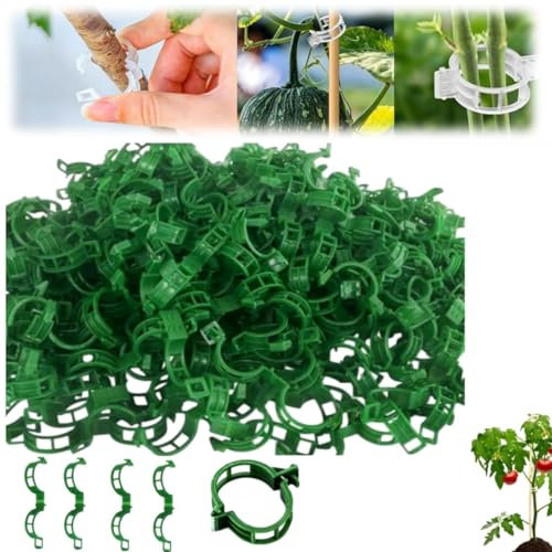 EHOTER Pflanzenclips Tomatenclips Verbinden Kunststoff Pflanzenklammern für Kletterpflanzen Blumen Rankenklammern Klein Pflanzenstützklammern für Garten Gemüse Pflanzen Befestigung (100,B)