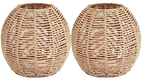 UKCOCO 2 Pcs Abat-Jour En Osier À La Main Lustre Abat-Jour Panier En Rotin Suspension Pour Plafond Suspension Lampe Lampadaire