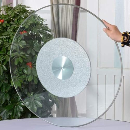 ABWGLRN Lazy Susan de Vidrio para Mesa de Comedor Mesa giratoria de Vidrio Templado Centro de Mesa con rodamiento silencioso Bandeja giratoria de Mesa Redonda Plato de Servicio Grande Silencioso/lis