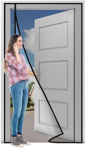 Magnetic Mosquito Net Door Mosquito Net 135x220cm Black Rolling Mosquito Net Door Window Without Drilling for Interior/Patio Entrance Door