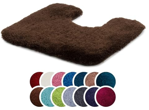 liebling Badteppich mit Ausschnitt 50x45cm,rutschfest, Dunkelbraun,Superior | 100% Polyester (Mikrofaser), Weiche Badmatte 50 x 45, Badvorleger, Anti-Rutsch, Fußbodenheizung geeignet, Waschbar 30 Grad