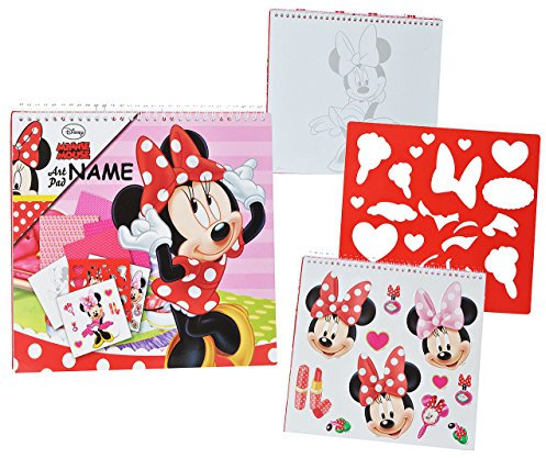 alles-meine.de GmbH XL Malbuch/Malblock - mit Schablonen + Sticker Aufkleber + Buntpapier - Minnie Maus incl. Name - für Mädchen Kinder Maus/Malbücher - Malset - Malvorlagen ..