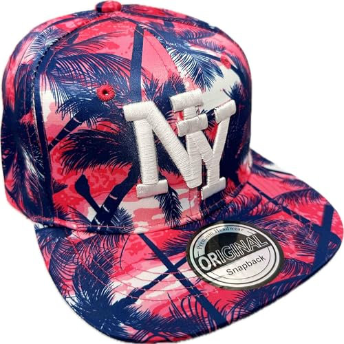 Jeamis Kids NY USA Kinder Snapback Baseball Cap Kappe Cappy Unisex Trucker Starter Basecap Mütze Hawaii Sommer Kult für Junge und Mädchen (DE/NL/SE/PL, Alphanumerisch, Einheitsgröße, NY Hawaii Pink)