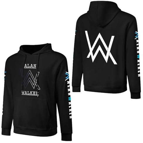 MZPQDKSLK Unisex Men Women Alan Druck Baumwolle Hoodie Kapuzenpullover Walker Langarm Pullover Sweatshirt mit Taschen Musik DJ Kleidung Merch für Fans