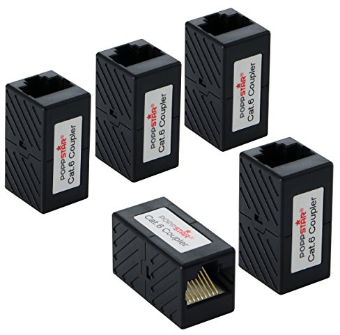 Poppstar 5X Adapter RJ45 Kupplung Cat6 (2X Buchse, 8-polig, geschirmt), Ethernetkabel Verbinder - Netzwerkkoppler für Patchkabel, DSL LAN Kabel, Netzwerkkabel, Modular UVM.