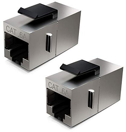 deleyCON 2x CAT6a Keystone Modul Patchkabel Kupplung Verbinder Geschirmt 2x RJ45 Buchse Netzwerk Patchpanel Keystonehalterung Erweiterung