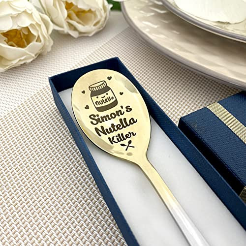 Gravur Löffel für Schokoladen Liebhaber - Premium Qualität Edelstahl - Volltext und Name personalisierbar - edle Verpackung