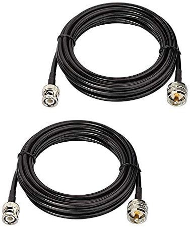 BNC Male to UHF PL-259 Male RG58 Cable 10ft/3m for CB Ham Two Way Radio Antenna Amateur Radio Transceiver FM Transmitter Radio Scanner Arrester Linear Amplifier Antenna Analyzer SWR Meter-2PACK