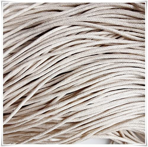 2mm Waxed Cotton Cord 20m Jewellery Craft Making Bracelet Necklace String (Cream)
