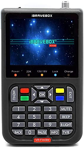 Medidor digital de señal satelital – V8 Finder HD DVB-S/S2 y H.265 medidor de señal de 3.5 pulgadas con pantalla OSD en pantalla, software actualizable