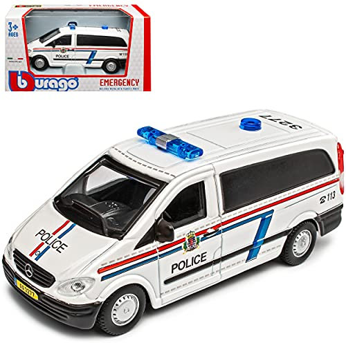 Mercedes-B Vito V-Klasse W639 Police Polizei Luxemburg 2003-2014 1/50 Burago Modell Auto mit individiuellem Wunschkennzeichen