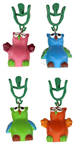 MIK funshopping 4er Set Tischdeckenbeschwerer mit Klemmkraft - Tischdecken-Gewichte - Ideal für den gedeckten Tisch (Bunte Eulen)