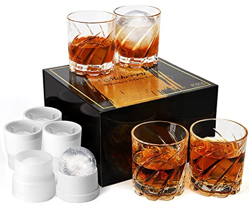 Bicchieri da whisky con 4 stampi Iceball e una scatola di lusso, bicchieri da whisky alla vecchia moda, regali per papà di figlia, figlio, bambini, regalo per il marito