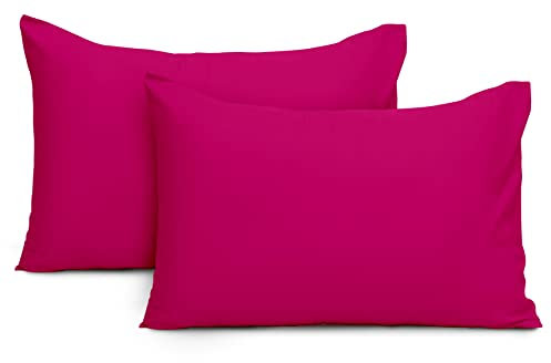 Imperial Rooms Pillow Cases 2 Pack Brushed Microfibre Pillow Covers (Pink, Pillow Cases 2 Pack)