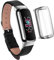 Kompatibel mit Fitbit Luxe-Uhrenarmband, elegantes, schlankes Lederarmband, weiches Armband, Ersatz für Fitbit Luxe Fitness, Displayschutzfolie kompatibel mit Fitbit Luxe (schwarz)