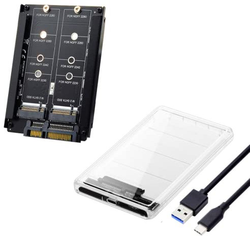 chenyang M.2 NGFF SATA SSD 2 en 1 Combo Adaptateur JBOD avec boîtier de disque dur USB C 2,5