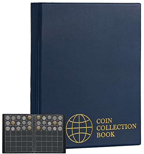 Album de 350 pochettes pour pièces de monnaie – 3,0 x 3,5 cm/ 1,2 x 1,4 Zoll – Carnet de 10 pages – Format lettre, poche 3,0 x 3,5 cm - Bleu de Prusse CS0235BL